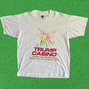 Vintage Casino Gambling t shirt Donald Trump white XL USA America